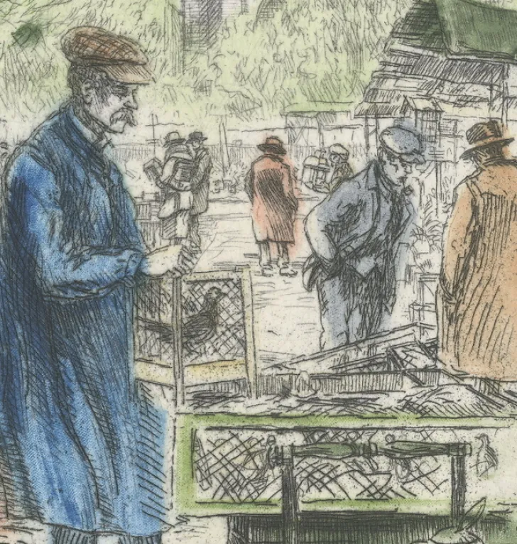 Outlet Estampe Le marché aux oiseaux - Eugène-Louis Véder Paris Et Le Louvre