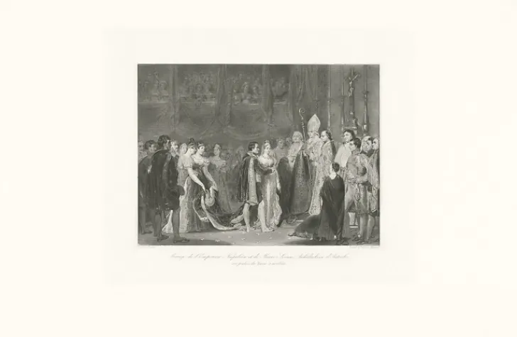 Discount Estampe Le mariage de Napoléon Ier et de Marie-Louise au palais du Louvre le 2 avril 1810 - Léopold Massard d'après Rouget Personnages Et Évènements Historiques