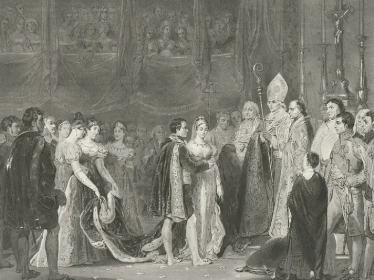 Discount Estampe Le mariage de Napoléon Ier et de Marie-Louise au palais du Louvre le 2 avril 1810 - Léopold Massard d'après Rouget Personnages Et Évènements Historiques