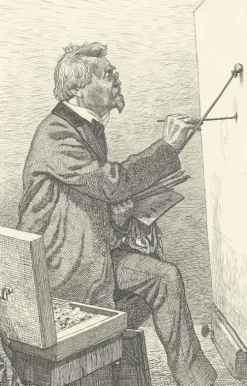 Estampe Le peintre Melotte devant son chevalet - Emile-Frédéric Nicolle