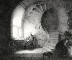 Estampe Le philosophe en méditation - Rembrandt