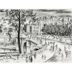 Sale Estampe Le Pont Neuf à Paris - Jacques Boullaire Paris Et Le Louvre|Art Moderne