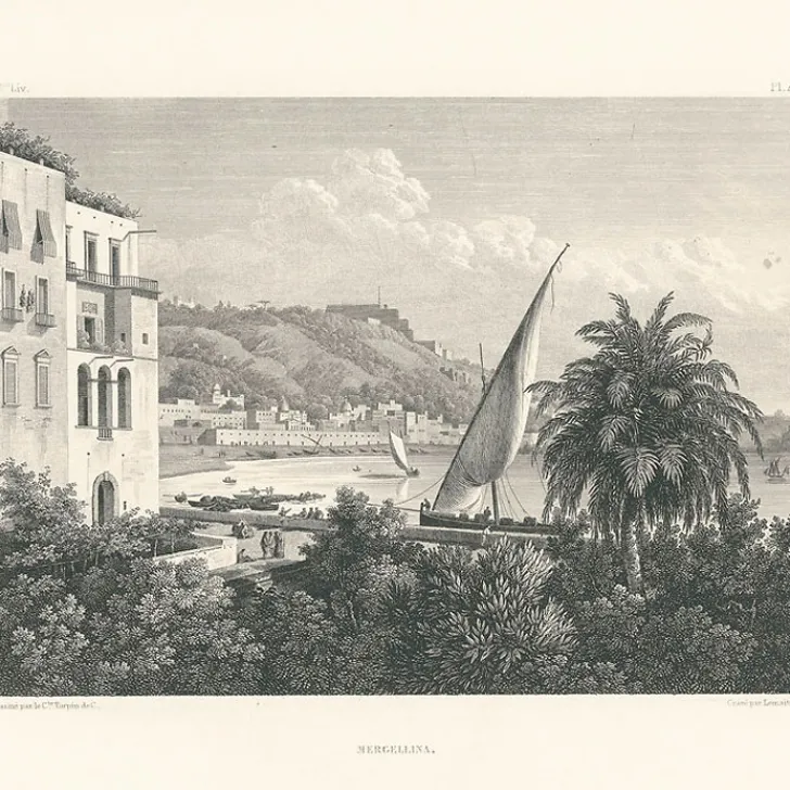 Outlet Estampe Le port de Mergellina, Naples, côté du Pausylippe Architecture Et Villes
