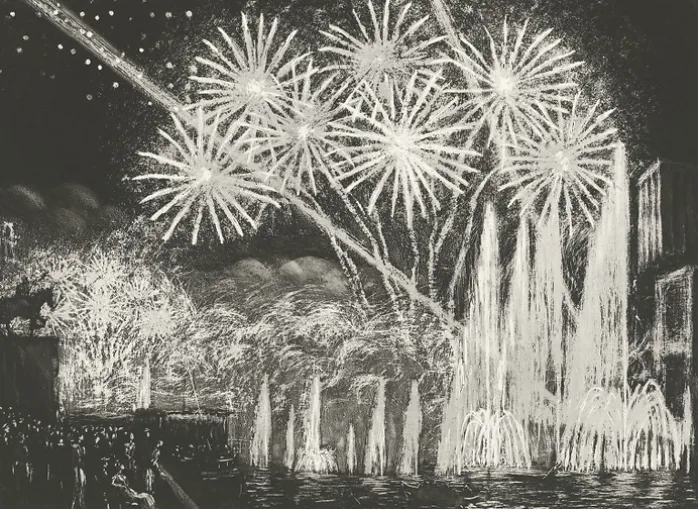 Estampe Les Fontaines Lumineuses (Exposition1937) - Raphaël Drouart
