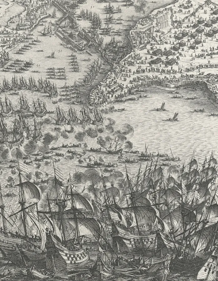 Estampe Le siège de la Rochelle, en 1627-1628 - Jacques Callot