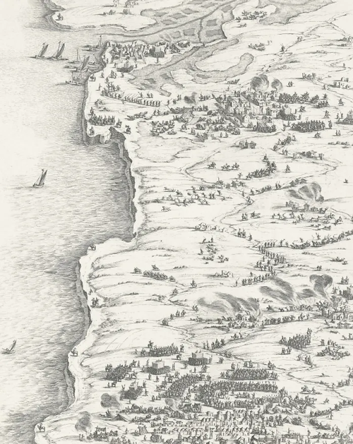 Estampe Le siège de la Rochelle, en 1627-1628 - Jacques Callot
