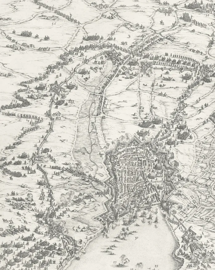 Estampe Le siège de la Rochelle, en 1627-1628 - Jacques Callot