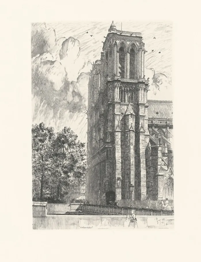 Estampe Les tours de Notre-Dame de Paris - Frank Milton Armington