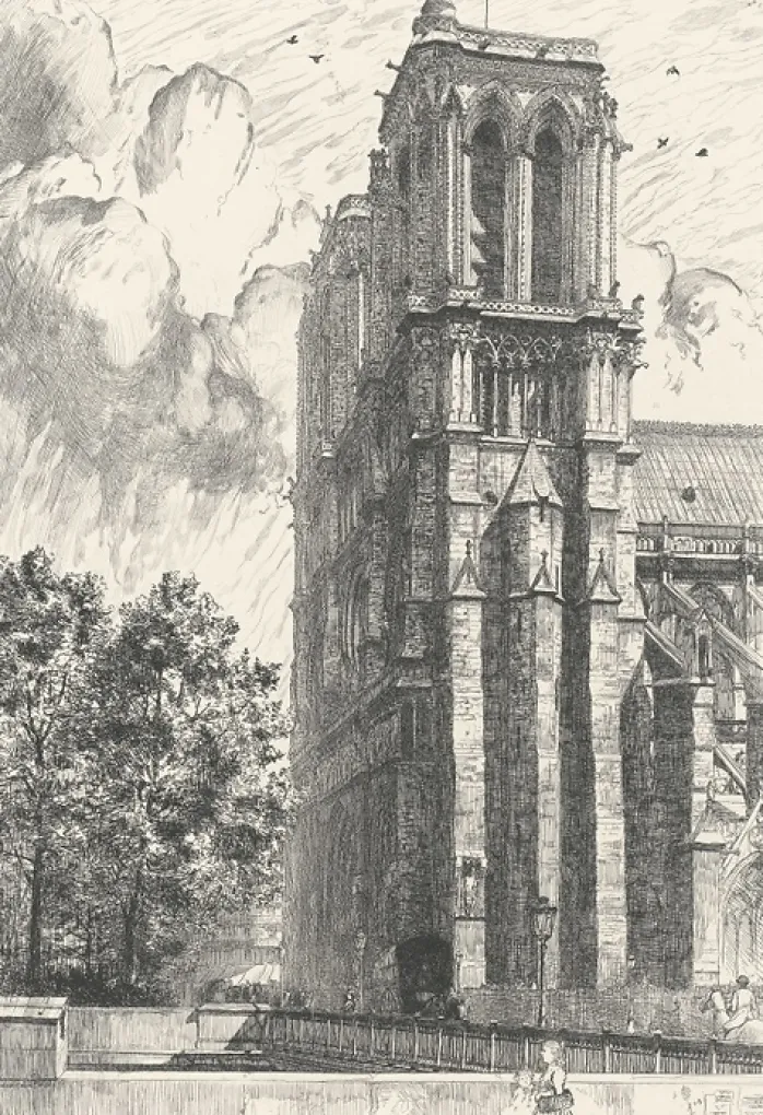 Estampe Les tours de Notre-Dame de Paris - Frank Milton Armington