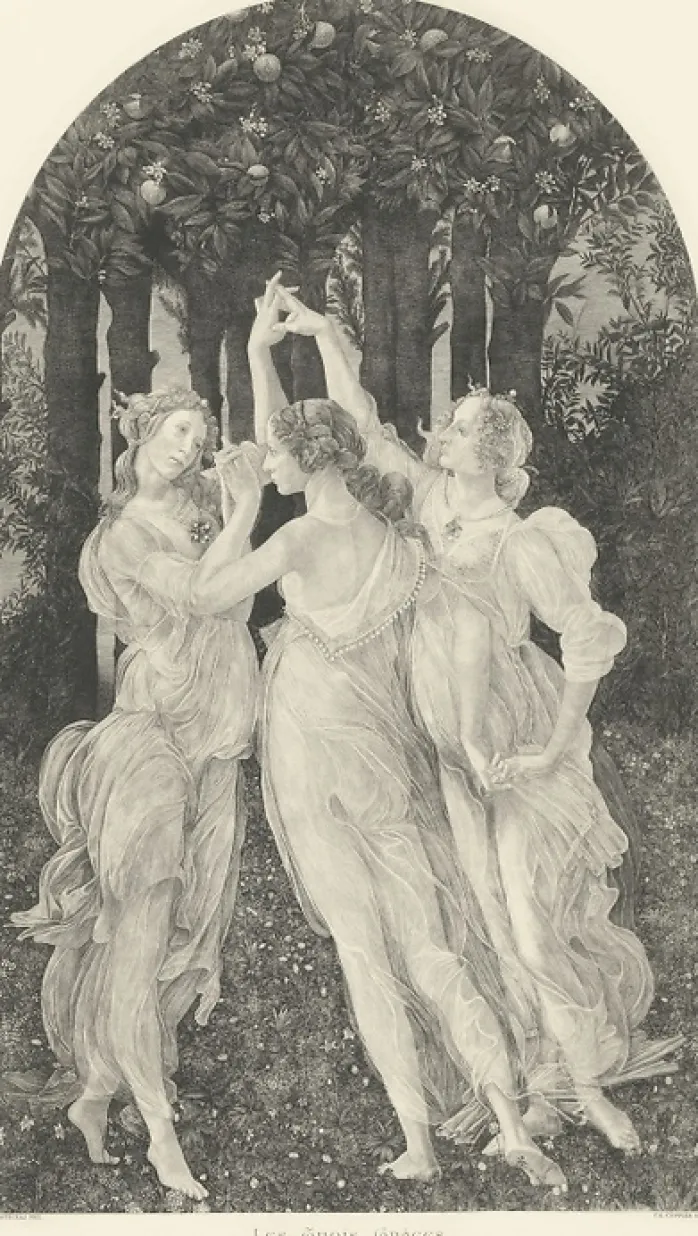 Estampe Les Trois Grâces - Botticelli