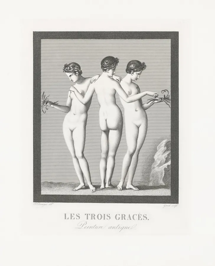 Online Estampe Les Trois Grâces - Boucher-Desnoyers Nu