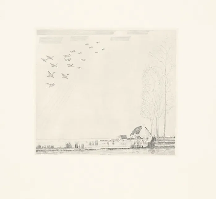 Estampe Le Vol de canards (Grande Brière) - Jean-Emile Laboureur
