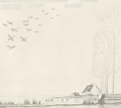 Estampe Le Vol de canards (Grande Brière) - Jean-Emile Laboureur