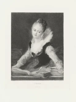 New Estampe L'étude - Jean-Honoré Fragonard Chefs D'Œuvre Des Musées