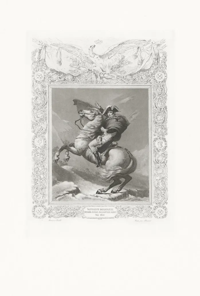 Estampe Napoléon Bonaparte, Premier consul, passe les Alpes, en mai 1800 - Jacques-Louis David