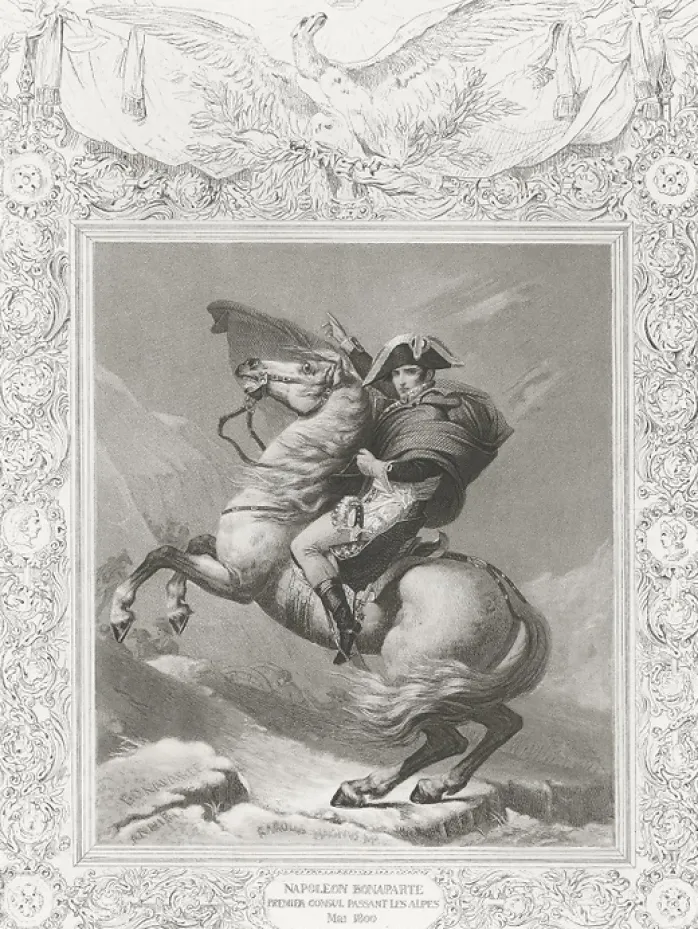 Estampe Napoléon Bonaparte, Premier consul, passe les Alpes, en mai 1800 - Jacques-Louis David