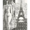 Outlet Estampe Nu à la tour Eiffel - Marcel Gromaire 1952 Paris Et Le Louvre|Art Moderne