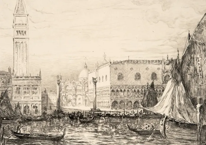 Estampe Palais des Doges à Venise - Pierre Gusman