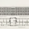 Hot Estampe Plan et élévation du côté du Louvre qui regarde la rivière, vue de la cour à gauche en entrant - Jean Marot Paris Et Le Louvre
