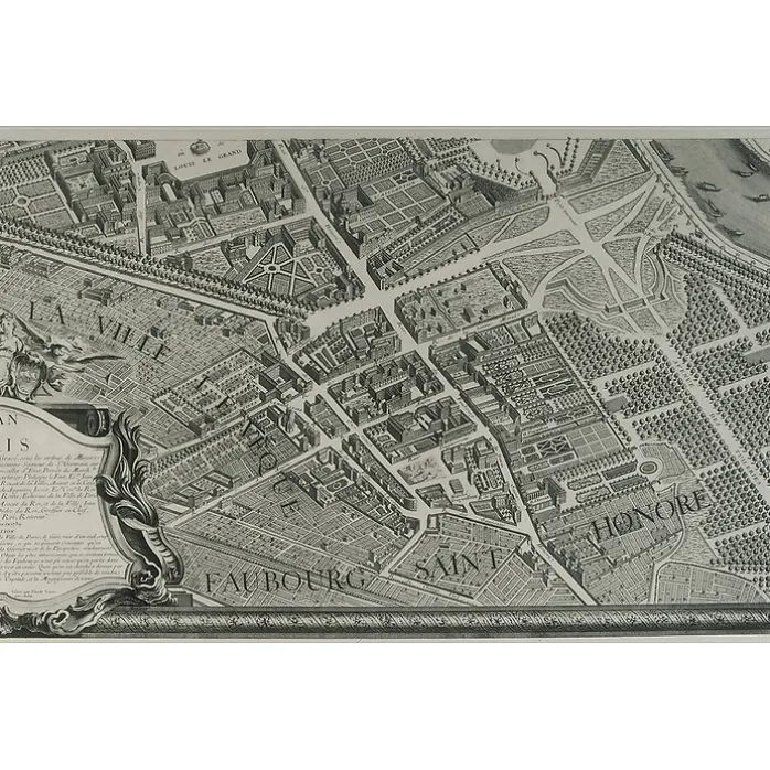 Estampe Plan Turgot - Planche n° 19 - la Ville-l'Evêque et le Faubourg Saint-Honoré