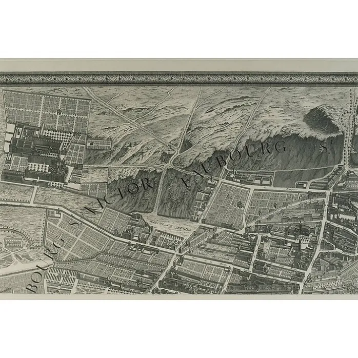 Estampe Plan Turgot - Planche n° 3 - Partie du Faubourg Saint-Victor et Saint-Marcel