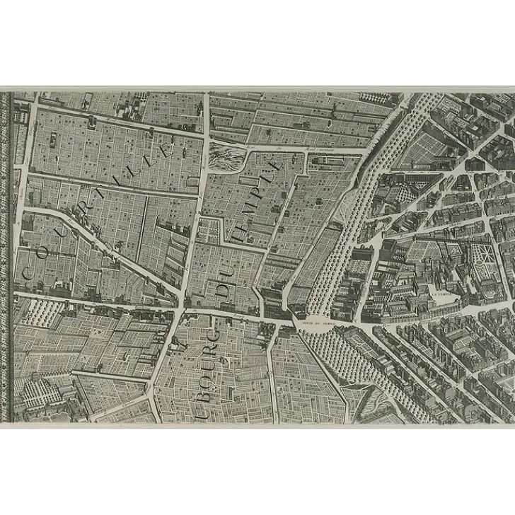 Hot Estampe Plan Turgot - Planche n° 9 - La courtille et partie du faubourg du Temple Architecture Et Villes