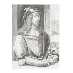 Estampe Portrait de l'artiste gravé par Emile Jean Sulpis d'après Albrecht Dürer