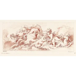 Estampe Quatre amours avec char et carquois