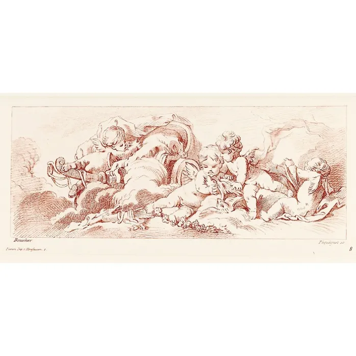 Estampe Quatre amours avec char et carquois