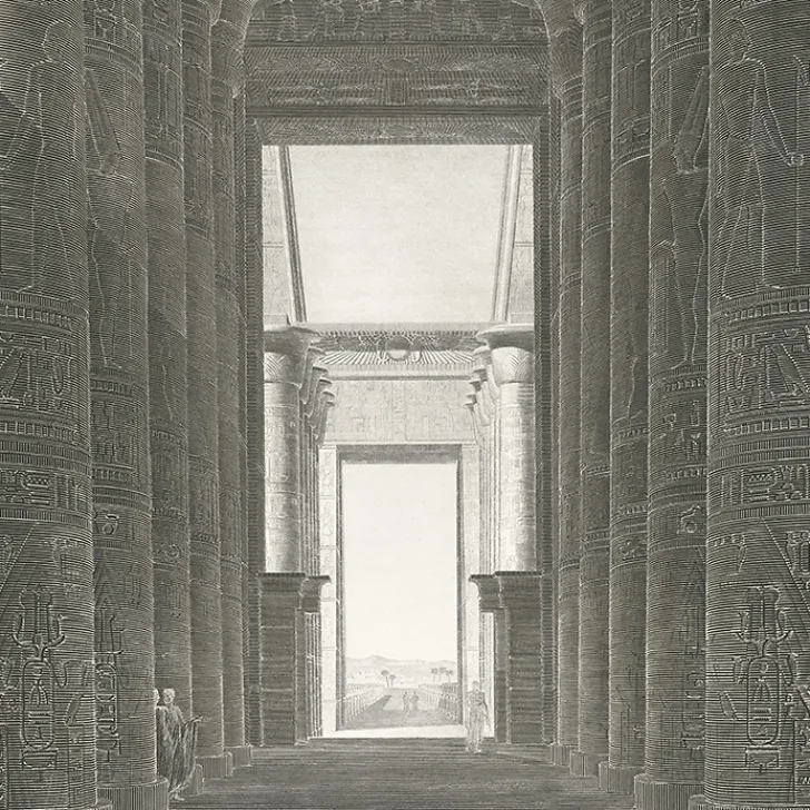 Outlet Estampe Thèbes. Karnak. Vue perspective intérieure du palais Description De L'Égypte