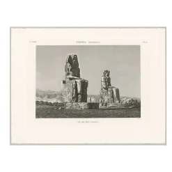 Estampe Thèbes, Memnonium Vue des deux colosses