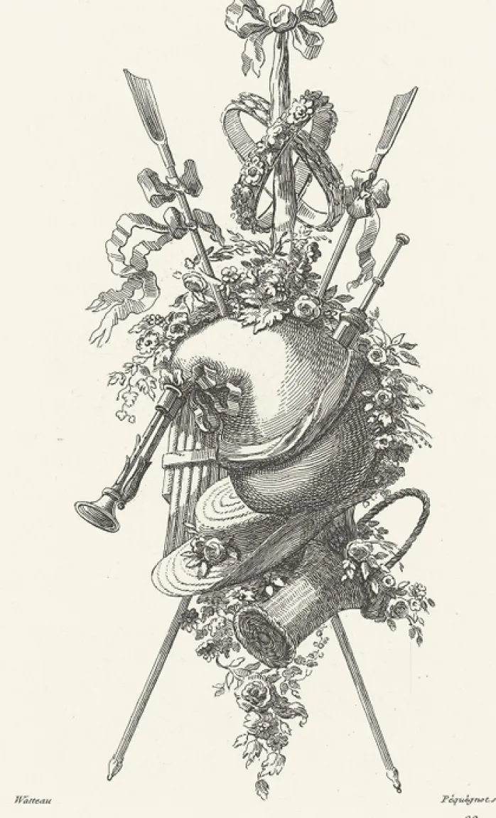 Estampe Trophée, époque Louis XV - Auguste Pèquègnot