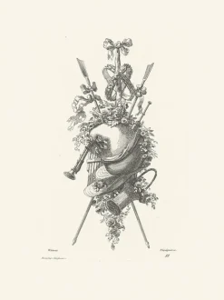 Estampe Trophée, époque Louis XV - Auguste Pèquègnot