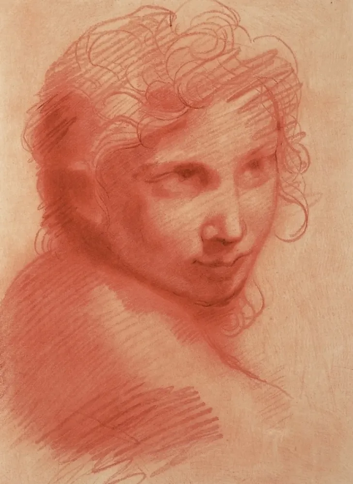 Outlet Estampe Tête de jeune homme - Michelangelo Anselmi Dessins