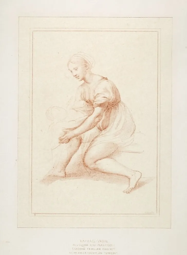 Clearance Estampe Étude de vierge pour la Sainte famille de François 1er - Raphaël Dessins