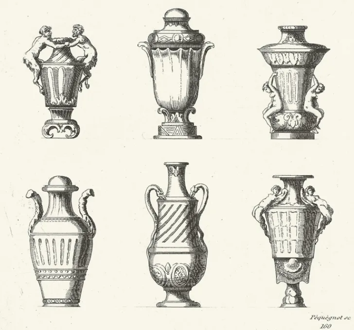Sale Estampe Vase d'époque Louis XII - Auguste Péquégnot Architecture Et Villes