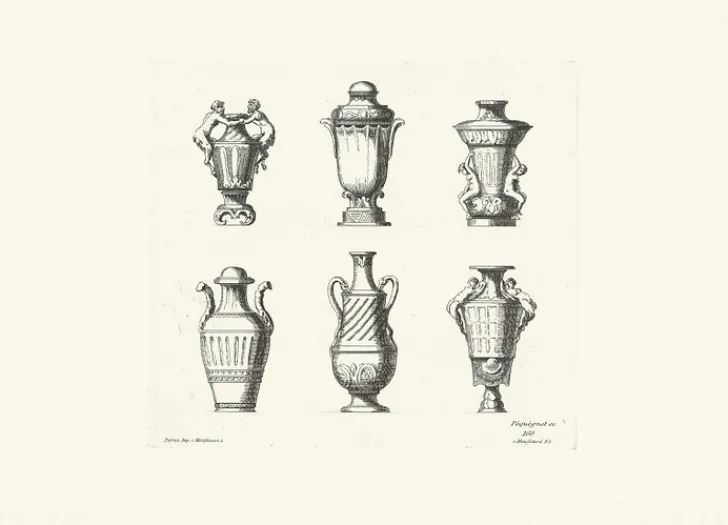 Sale Estampe Vase d'époque Louis XII - Auguste Péquégnot Architecture Et Villes