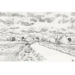 Estampe Village aux meules - Louis-Joseph Soulas Art Moderne