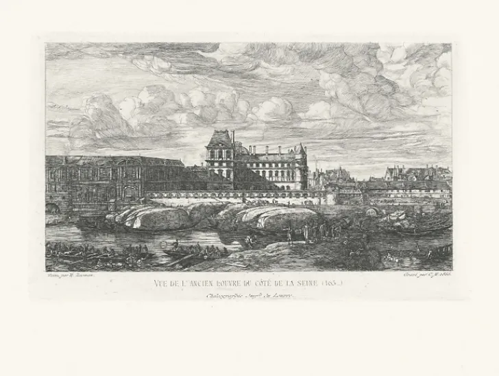 Outlet Estampe Vue de l'ancien Louvre, du côté de la Seine - Zeeman Paris Et Le Louvre