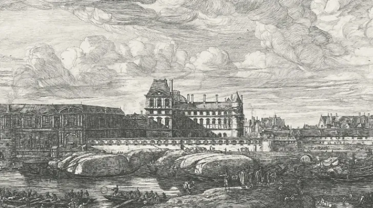Outlet Estampe Vue de l'ancien Louvre, du côté de la Seine - Zeeman Paris Et Le Louvre