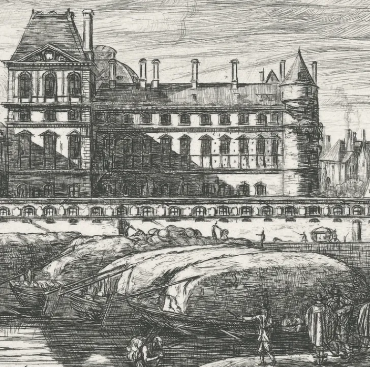 Outlet Estampe Vue de l'ancien Louvre, du côté de la Seine - Zeeman Paris Et Le Louvre