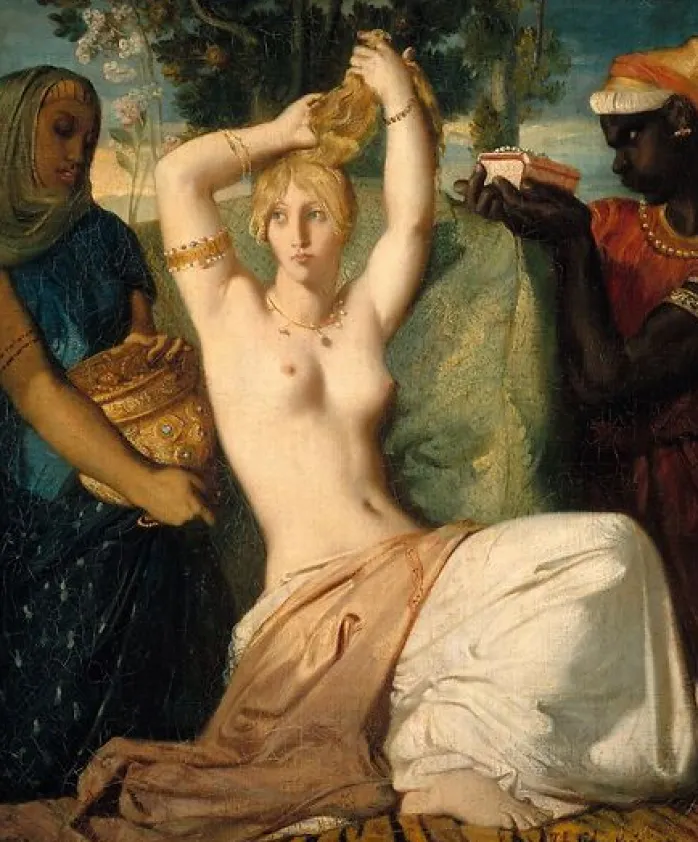 Esther se parant pour être présentée au roi Assuérus dit La Toilette d'Esther (panneaux aluminium)