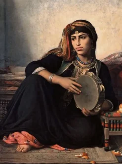 Fellah fille d’un Cheikh El Bahalede  jouant du tambourin (panneaux acryliques)