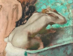 Hot Femme assise sur le rebord d' une baignoire et s'épongeant le cou (panneaux aluminium) Panneaux Aluminium|Panneaux Acryliques
