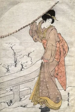 Femme au parapluie dans la neige, 1773-1828 (toiles sur châssis)