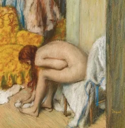 Femme à sa toilette s’essuyant le pied gauche (détail) (toiles sans cadre)