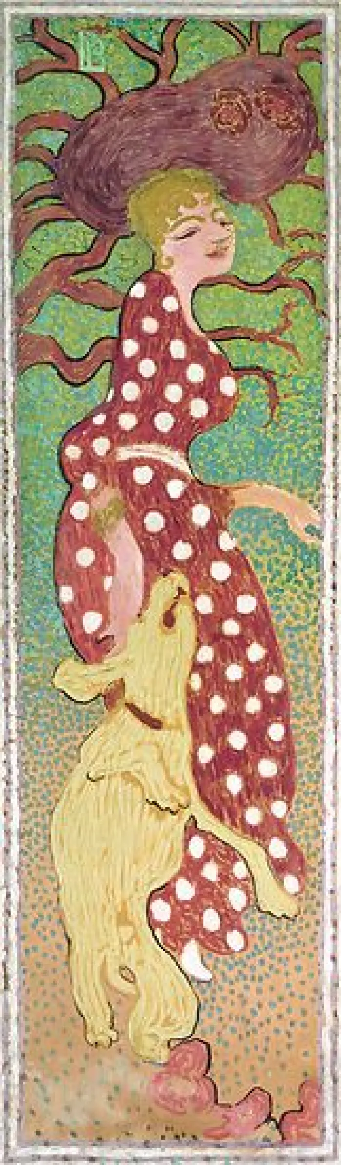 Femmes au jardin : Femme à la robe à pois blancs (toiles sans cadre)
