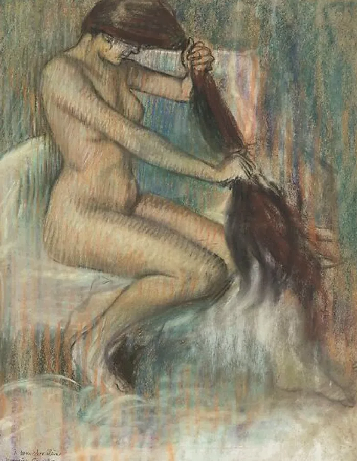Femme se peignant (affiches d'art)