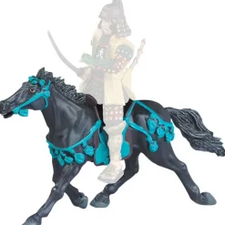 New Figurine Le cheval noir au harnachement bleu Jouets