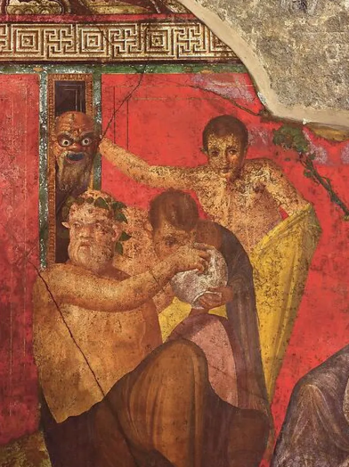 Fresque représentant une scène d'initiation aux mystères de Dionysos (détail) (panneaux acryliques)